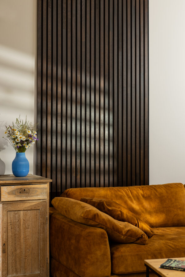 Acoustic wall panel - 35mm slats - 240×40 - choco solid wood